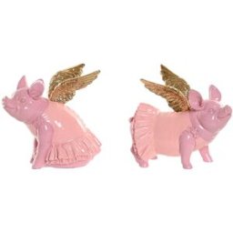 Prydnadsfigur Home ESPRIT Rosa Gris 19 x 11 x 17 cm (2 antal)