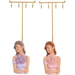 Smyckeskrin med ben Home ESPRIT Rosa Lila Harts 12,5 X 6 X 33 CM (2 antal)