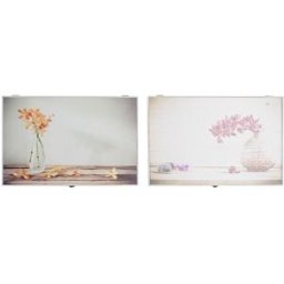 Dekorationslåda DKD Home Decor Gul Beige Rosa Trä MDF Virágok Vas Räknare (2 antal)