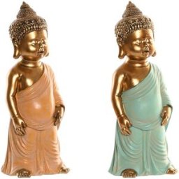 Prydnadsfigur Home ESPRIT Grön Rosa Buddha Orientalisk 10 x 8 x 24 cm (2 antal)