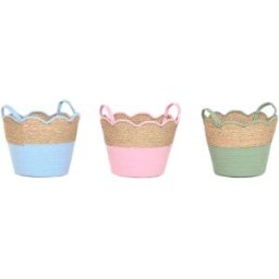 Dekorativ korg Home ESPRIT Blå Grön Rosa Naturell Barn 35 x 35 x 28 cm (3 antal)