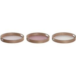Snacksbricka DKD Home Decor Scandi Rosa Vit 35 x 35 x 5 cm Trä MDF (3 antal)