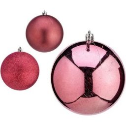 Julgranskulor Krist+ Rosa Plast Ø 10 cm 6 antal