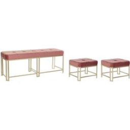 Sittpall DKD Home Decor Rosa Metall Sammet (120 x 40 x 46 cm)