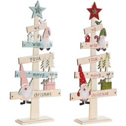 Julgran DKD Home Decor Röd Rosa Trä 17,5 x 5 x 38 cm (2 antal)