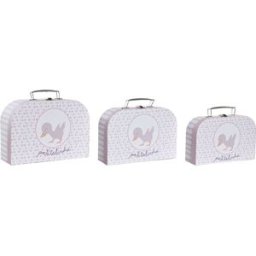 Uppsättning med Dekorativa Lådor DKD Home Decor 28 x 9,5 x 20 cm Rosa Metall Multicolour Papp