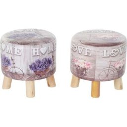 Fotpall DKD Home Decor Grå Cykel Rosa Lila PU Furu (30 x 30 x 30 cm) (2 antal) (30 x 30 x 32 cm)