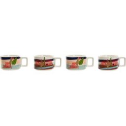 Set med kaffekoppar Home ESPRIT Blå Grön Rosa Lila Metall Bambu Dolomite 260 ml