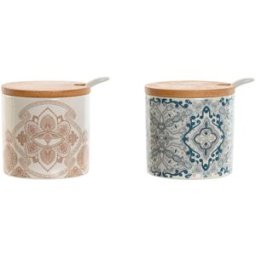 Sockerströare Home ESPRIT Blå Beige Rosa Lila Bambu Dolomite 7,5 x 7,5 x 7,5 cm (2 antal)
