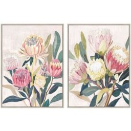 Kanvas Home ESPRIT Grön Rosa Virágok Shabby Chic 75 x 4 x 100 cm (2 antal)