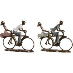 Prydnadsfigur DKD Home Decor 27 x 9,5 x 23 cm Rosa Gyllene Vit (2 antal)