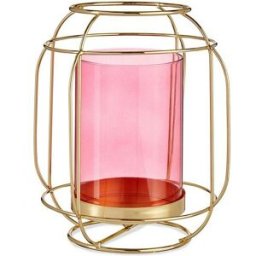 Ljusstakar Gift Decor Rosa Gyllene Metall Glas 19 x 20 x 19 cm Lykta