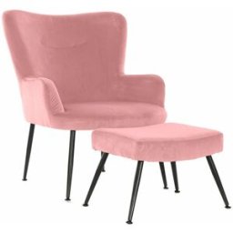Fåtölj DKD Home Decor Svart Rosa 70 x 60 x 84 cm