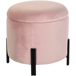 Fotpall DKD Home Decor Svart Rosa Metall Sammet 42 x 42 x 42 cm