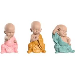 Prydnadsfigur DKD Home Decor Blå Rosa Gul Harts Munk (8 x 5,5 x 12,7 cm) (3 antal)