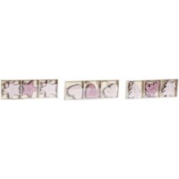 Hängdekoration DKD Home Decor Rosa Ljusrosa Trä 6,5 x 1 x 6,5 cm (9 Delar) (3 antal)