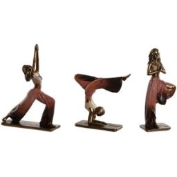 Prydnadsfigur Home ESPRIT Rosa Gyllene Yoga Scandi 19 x 6 x 26 cm (3 antal)
