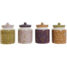 Burk DKD Home Decor Grön Rosa Senap Lila Dolomite Shabby Chic 1 L 12 x 12 x 16 cm (4 antal)