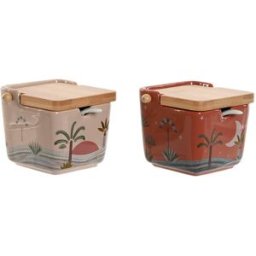 Sockerströare Home ESPRIT Beige Rosa Terrakota n Lila Bambu Dolomite 7,5 x 7,5 x 7,5 cm (2 antal)