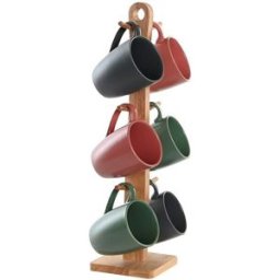 Set med 4 muggar DKD Home Decor Grön Rosa Naturell Mörkgrå Stengods 160 ml 17 x 12 x 39 cm