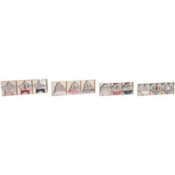 Hängdekoration DKD Home Decor Röd Rosa Trä 23 x 1,5 x 9 cm (6 Delar) (4 antal)