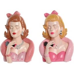 Prydnadsfigur Home ESPRIT Gul Brun Rosa Kvinna 21,5 X 17,5 X 29 CM (2 antal)
