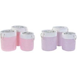 Korg - set DKD Home Decor Vit Rosa Lila 40 x 40 x 49 cm 4 Kg 3 Delar (2 antal)