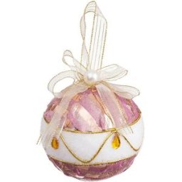 Julgranskulor Vit Rosa Polyfoam Tyg 8 x 8 x 8 cm (4 antal)