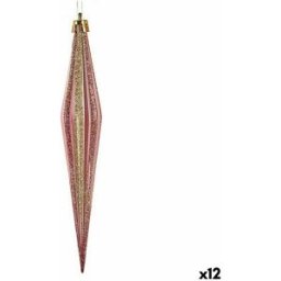 Juldekorationer Krist+ Rosa Gyllene PVC Avlång 3 x 3 x 18,5 cm (12 antal)