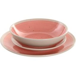 Matservis Home ESPRIT Vit Rosa Stengods 18 Delar