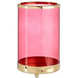 Ljusstakar Gift Decor Rosa Gyllene Metall Glas 12,2 x 19,5 x 12,2 cm Cylinder