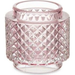 Ljusstakar Gift Decor Rosa Glas 9 x 8,8 x 9 cm