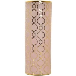 Vas DKD Home Decor 13,5 x 13,5 x 36 cm Porslin Rosa Gyllene Orientalisk Kromad