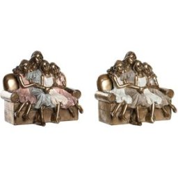 Prydnadsfigur DKD Home Decor 17 x 10,5 x 15,5 cm Rosa Gyllene Vit (2 antal)