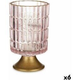 LED-lykta Gift Decor Rosa Gyllene Glas 10,7 x 18 x 10,7 cm (6 antal)