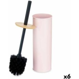 Toalettborste Berilo Rosa Metall Bambu Plast 9,5 X 27 X 9,5 cm (6 antal)