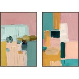Tavla Home ESPRIT Gul Beige Rosa Turkos Abstrakt Urban (2 antal)