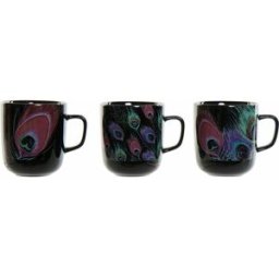 Mugg DKD Home Decor Porslin Svart Rosa (11.5 x 8.5 x 10 cm) (3 pcs) (380 ml)