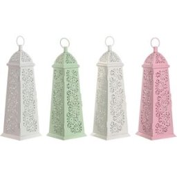 Lykta Home ESPRIT Vit Grön Rosa Metall Aluminium Shabby Chic 13 x 13 x 43 cm (4 antal)