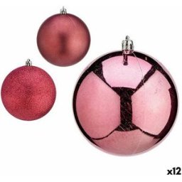 Uppsättning av julkulor Krist+ Rosa Plast (12 antal)