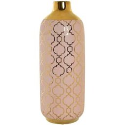 Vas DKD Home Decor Porslin Rosa Gyllene Orientalisk (15 x 15 x 41,5 cm)