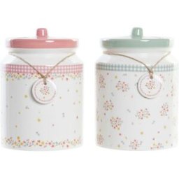 Burk DKD Home Decor Grön Rosa Gingang 15,5 x 15,5 x 21 cm (2 antal)