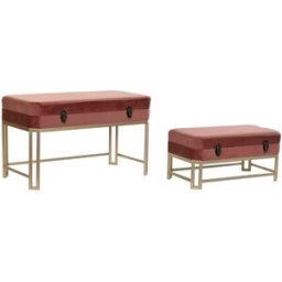 Sittpall DKD Home Decor Rosa Gyllene Metall Sammet (80 x 40 x 47 cm)