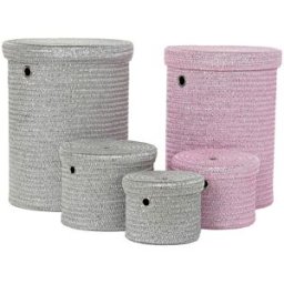 Multifunktionell korg DKD Home Decor Grå Rosa polypropen 42 x 42 x 52,5 cm 4 Kg