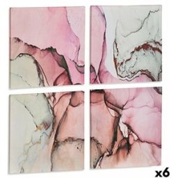 Kanvas Gift Decor Kanvas 35 x 7 x 35 cm Rosa Marmor (4 Delar) (6 antal)