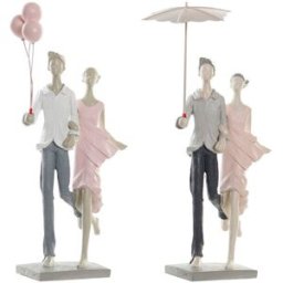 Prydnadsfigur DKD Home Decor Grå Rosa 18 x 10 x 37 cm Par (2 antal)
