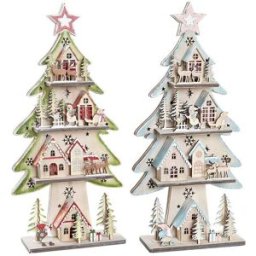 Julgran DKD Home Decor Röd Träd Blå Rosa Trä Grön (23 x 9 x 47 cm) (2 antal)