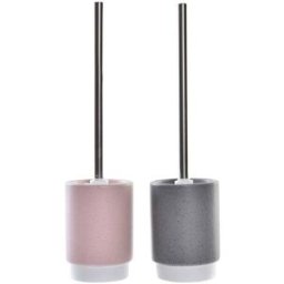 Toalettborste DKD Home Decor Grå Rosa Silvrig Ljusrosa Metall Aluminium Dolomite Urban 9,8 x 9,8 x 39 cm (2 antal)