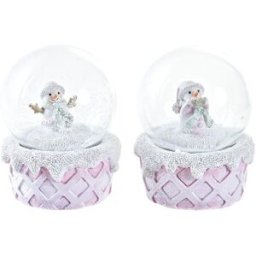 Snögubbe DKD Home Decor Vit Rosa 7 x 7 x 9 cm (2 antal)