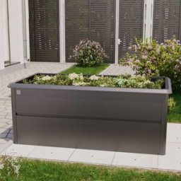 PRIMEYARD Odlingslåda, 200 x 100 x 77 cm, stål, antracit metallic, inkl. snigelskydd - (GFPV00772)